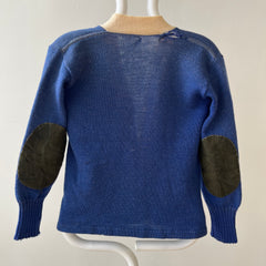 1940s Blue Wool Knit Cardigan - !!!!!!! VERY COOL