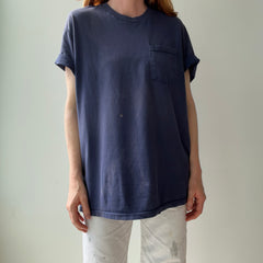 1990/2000s Epically Sun Faded and Worn DCQL Navy Pocket T-Shirt