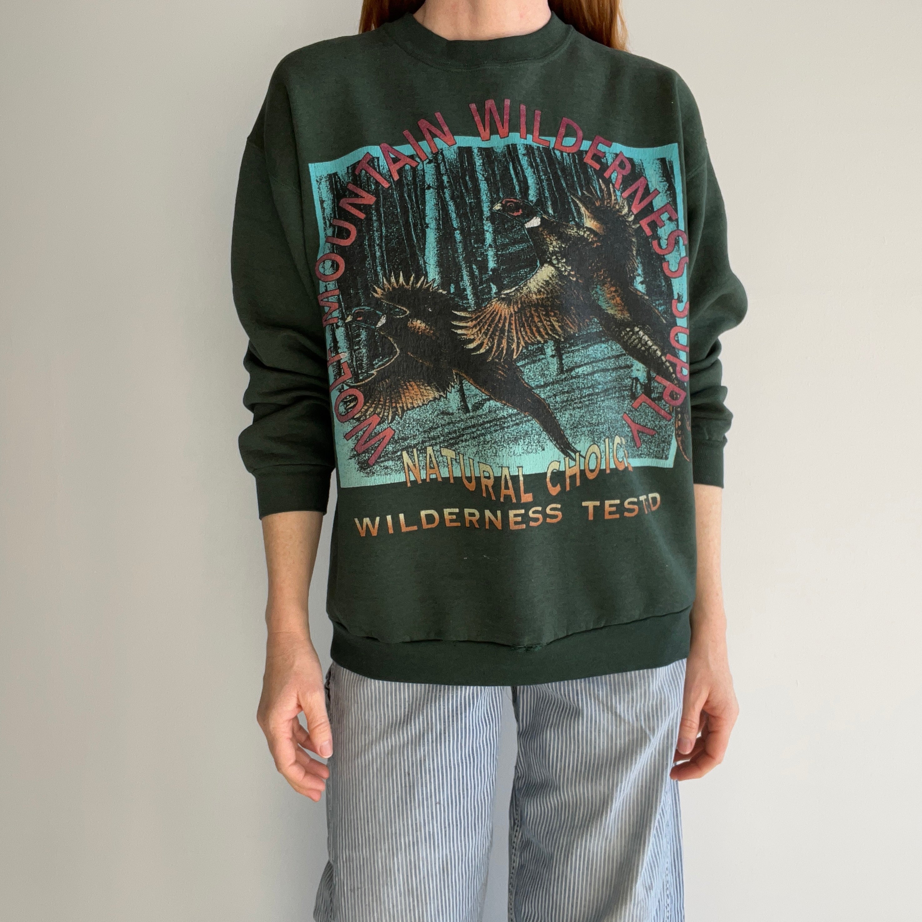 1990s Wolf Mountain Wilderness Supply Beat Up Sweatshirt