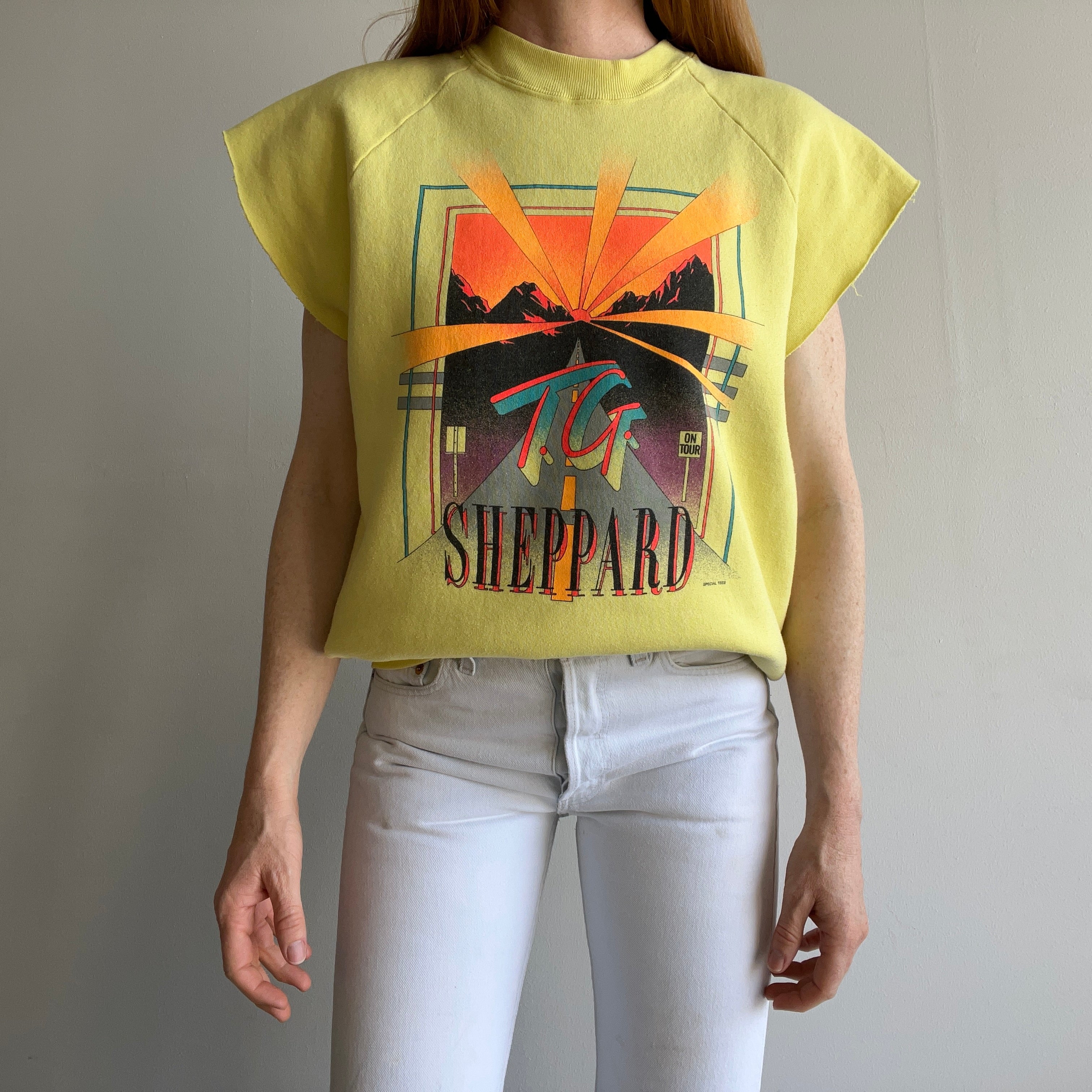 1980s TG Shepard Cut Sleeve DIY Warm Up Sweatshirt