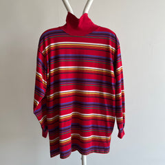 1980s Striped Long Sleeve Turtleneck T-Shirt