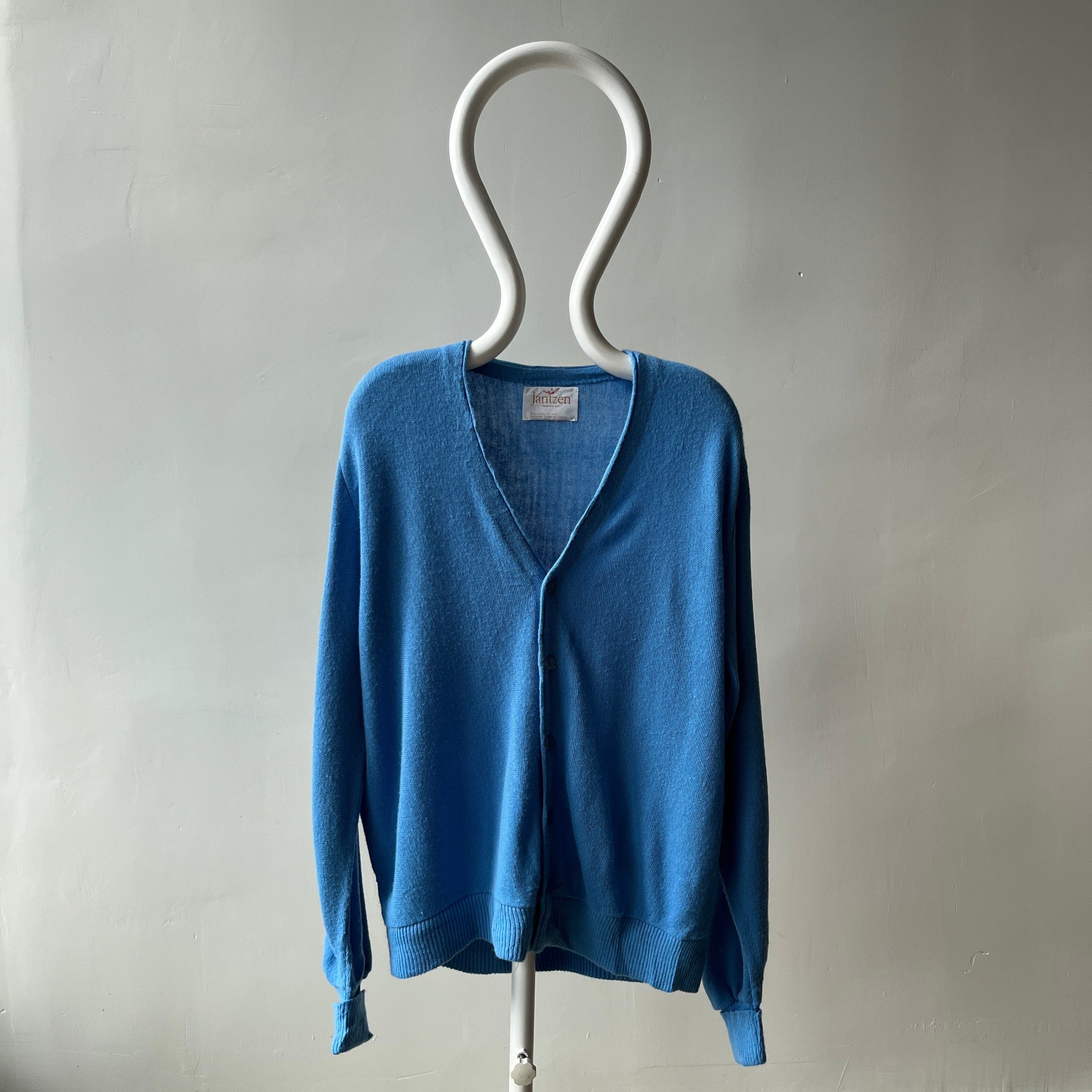 1980s Sky Blue Grandpa Cardigan