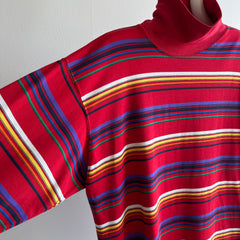 1980s Striped Long Sleeve Turtleneck T-Shirt