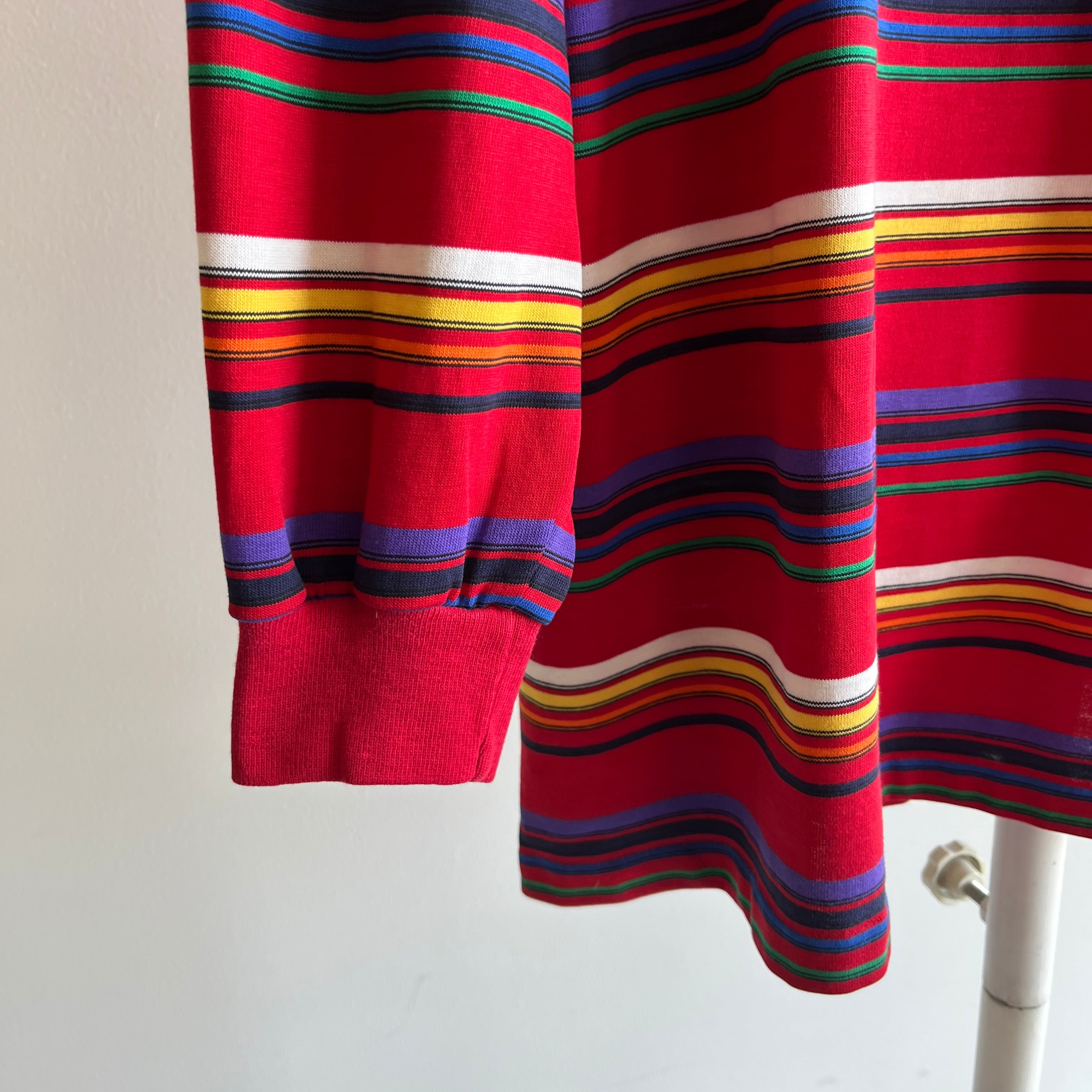 1980s Striped Long Sleeve Turtleneck T-Shirt