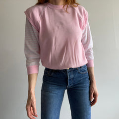 1980s Twofer Warm Up Long Sleeve Pink Striped Warm Up