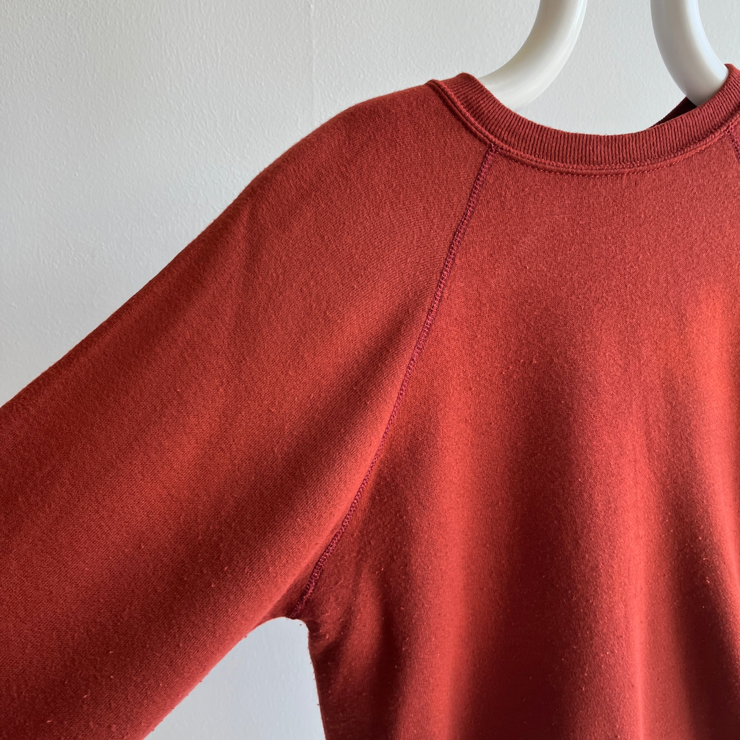 1980s Super Duper Soft Rusty Sun Faded Raglan Sweatshirt with Piling