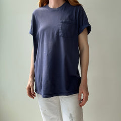 1990/2000s Epically Sun Faded and Worn DCQL Navy Pocket T-Shirt