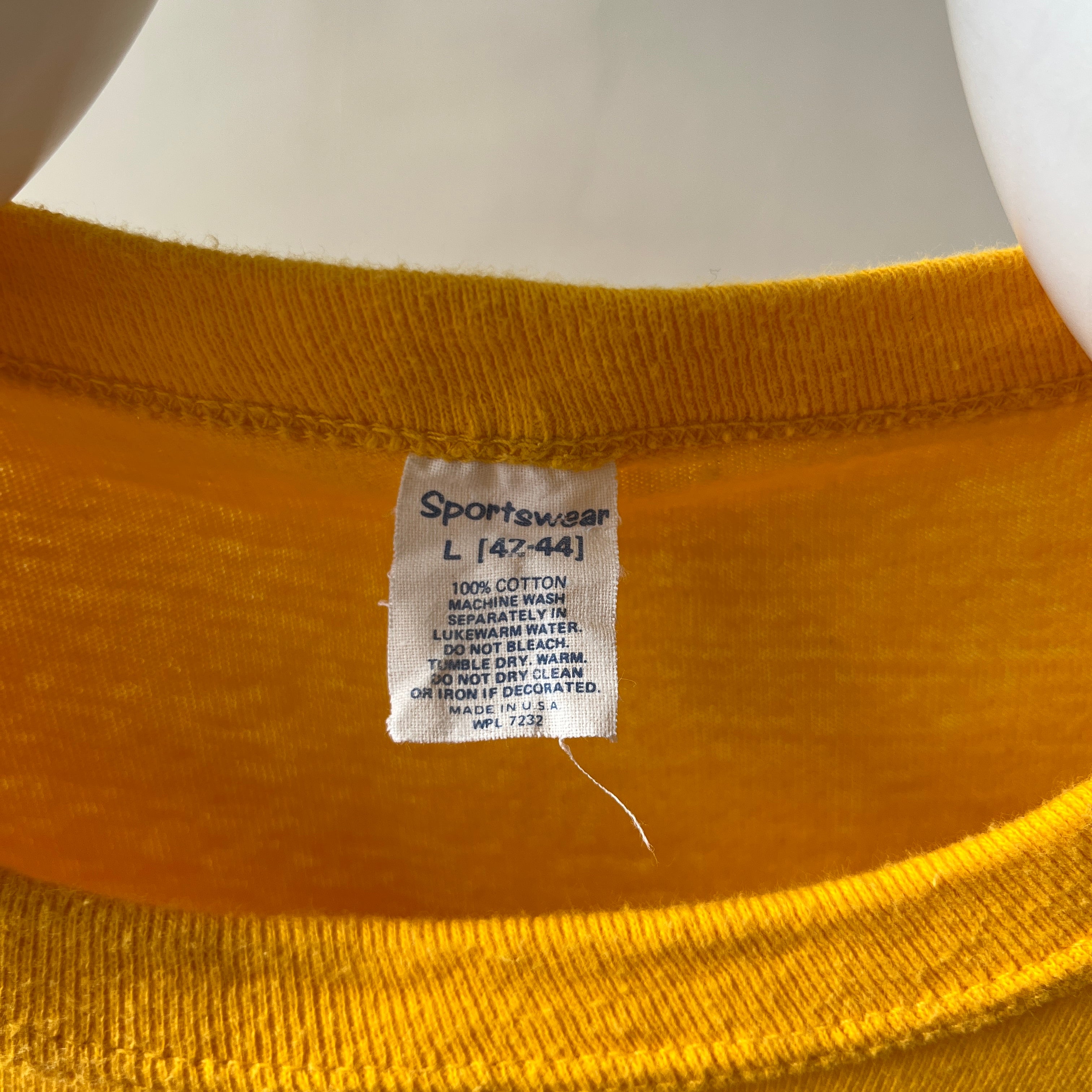 1970s/80s Yellow Foul Shot King Flock Print T Shirt