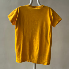 1970s/80s Yellow Foul Shot King Flock Print T Shirt