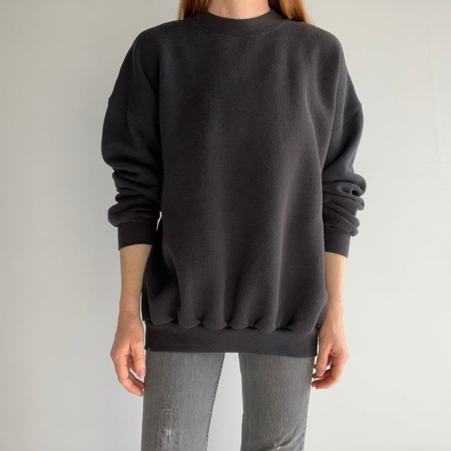 1990s Faded Blank Black Sweatshirt