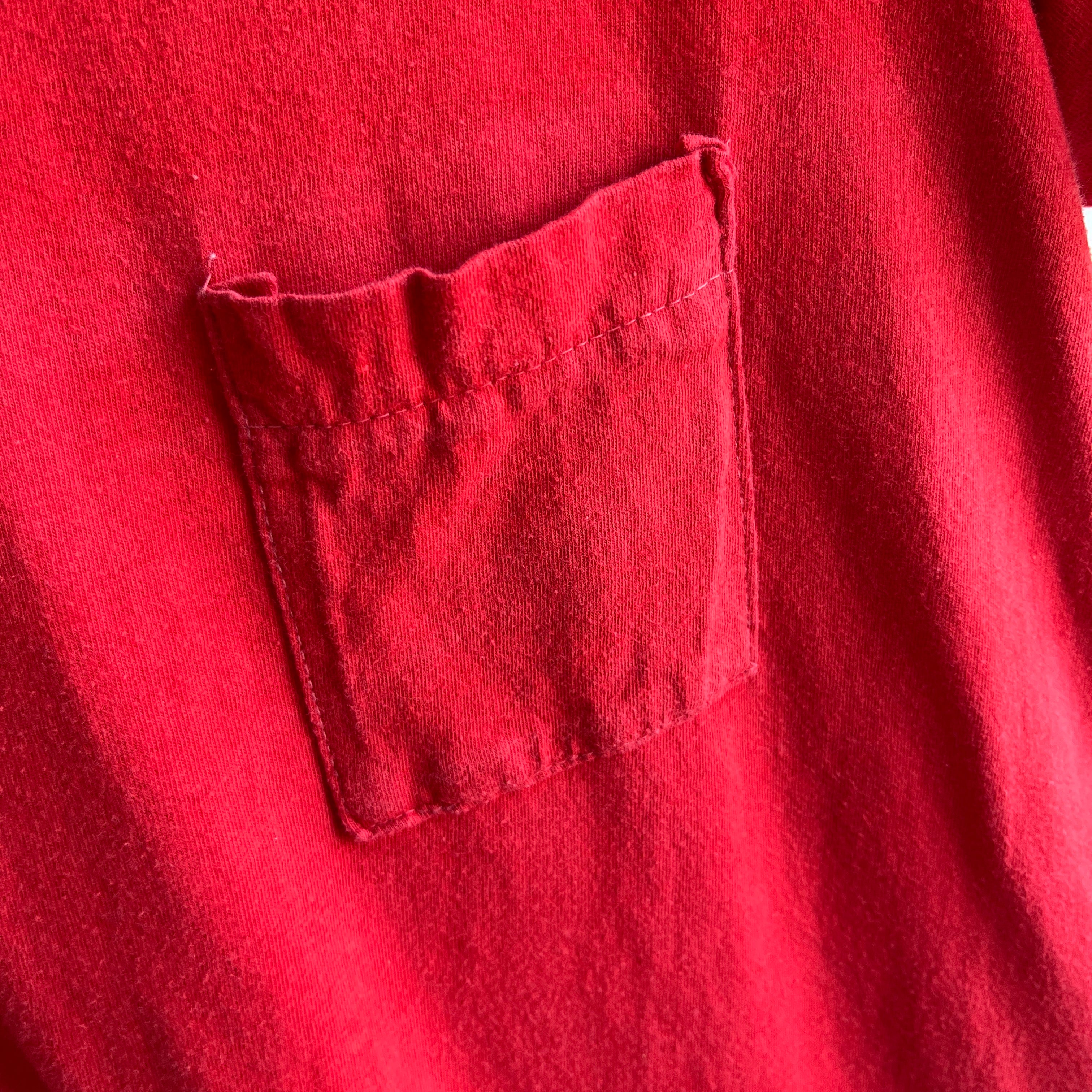 1970s Sweet Cotton Pocket Shirt with Contrast Stitching and a Sun Fade Line - Awwww