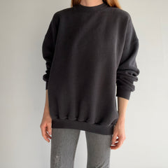 1990s Faded Blank Black Sweatshirt