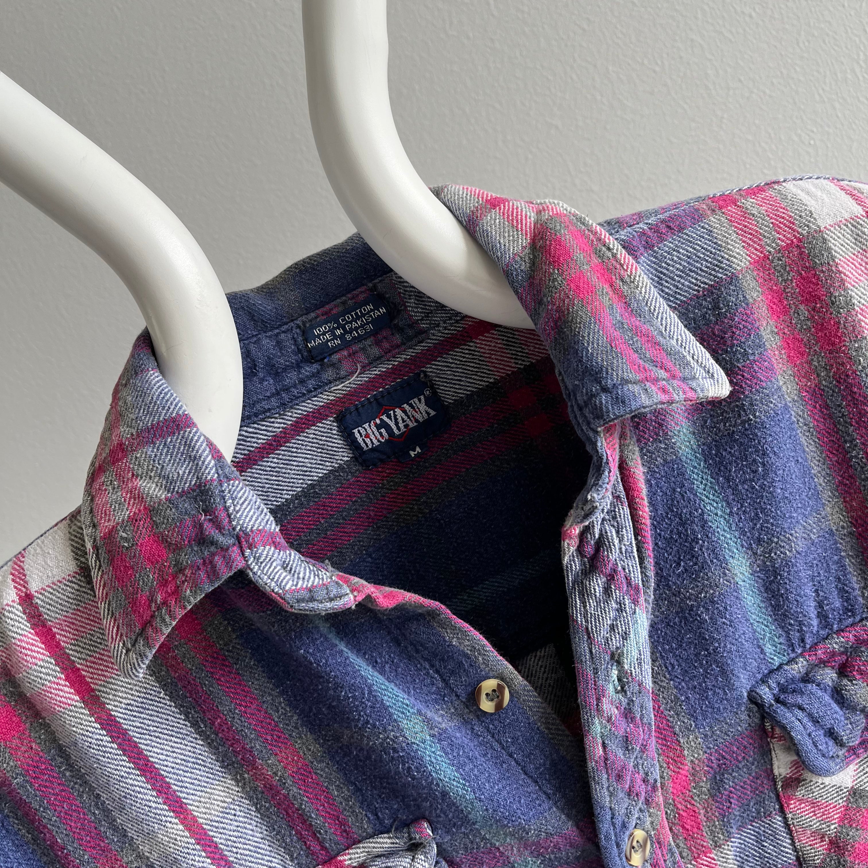 2000s Smaller Pink and Blue Cotton Flannel by Big Yank