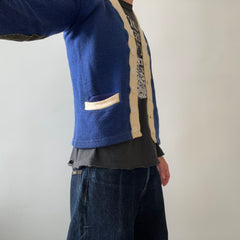 1940s Blue Wool Knit Cardigan - !!!!!!! VERY COOL