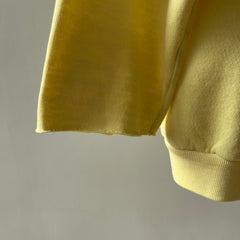 1980s Pastel Yellow Cardigan Snap Sweatshirt