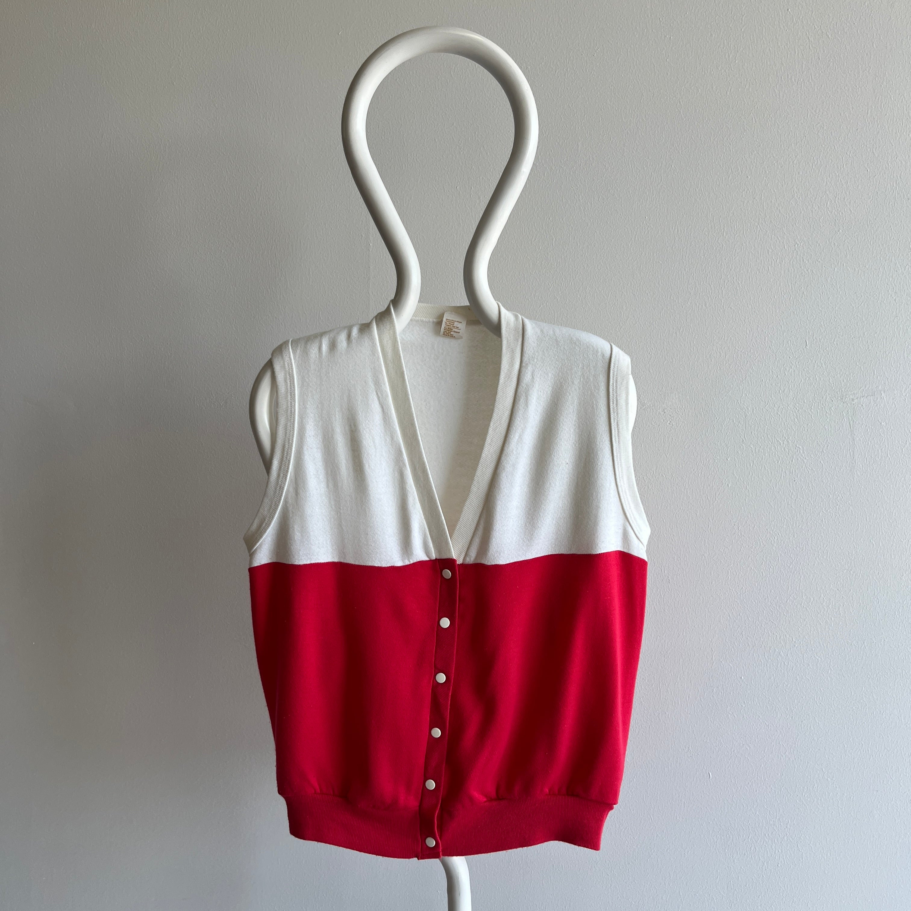 1980s Soft and Slouchy Two Tone/Color Block Sweatshirt Vest