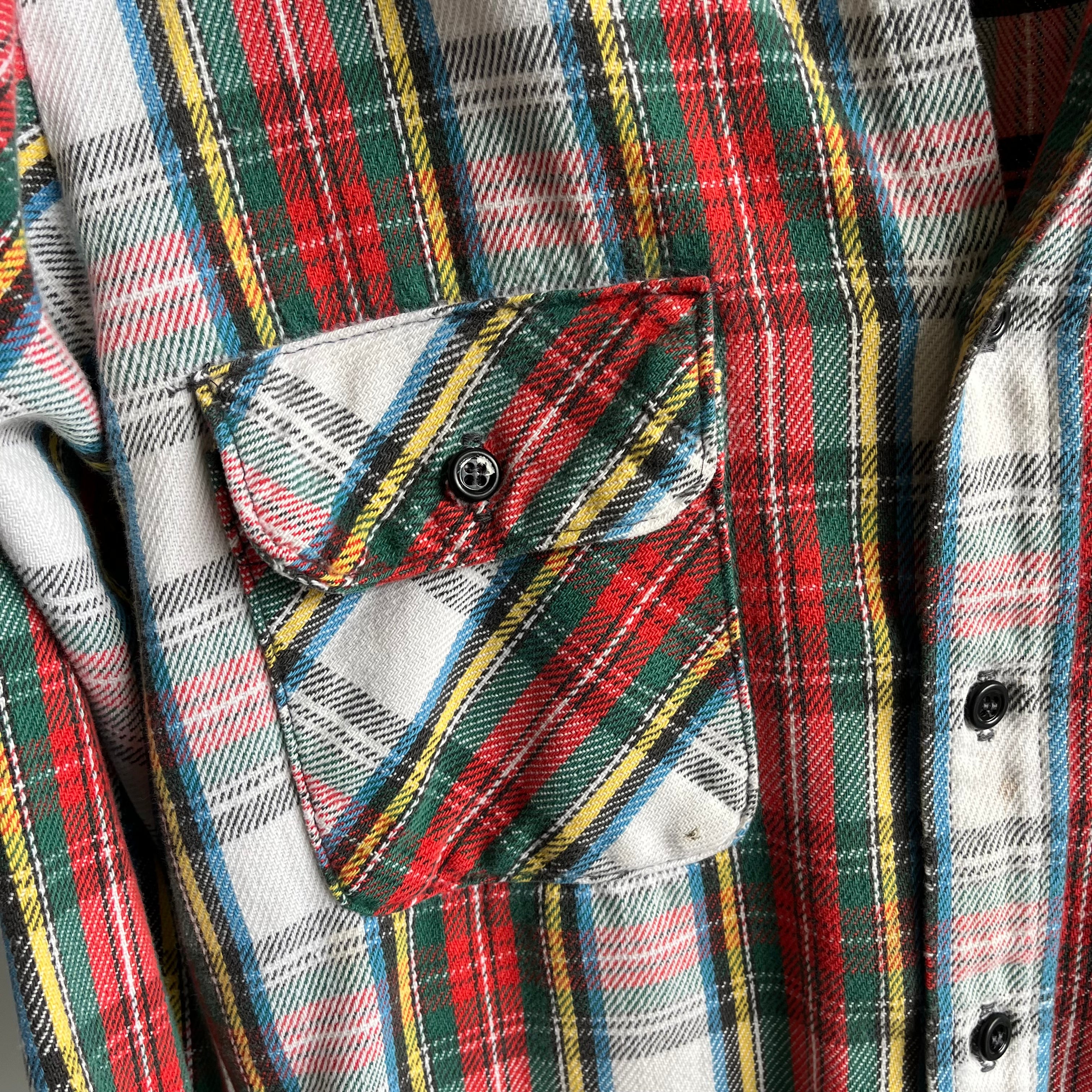 1980s Classic Five Brothers Red, Yellow and Blue Cotton Flannel