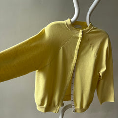 1980s Pastel Yellow Cardigan Snap Sweatshirt