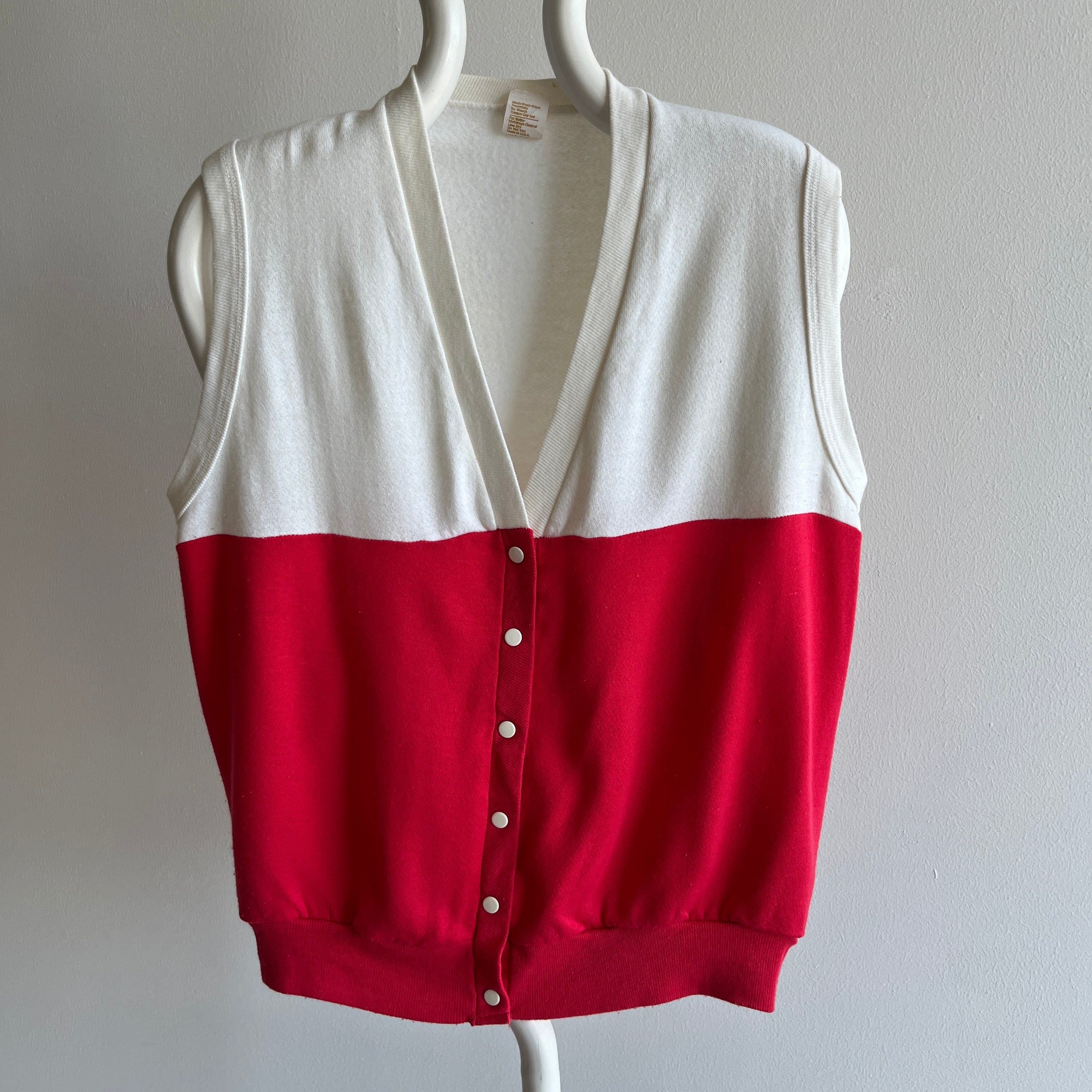 1980s Soft and Slouchy Two Tone/Color Block Sweatshirt Vest