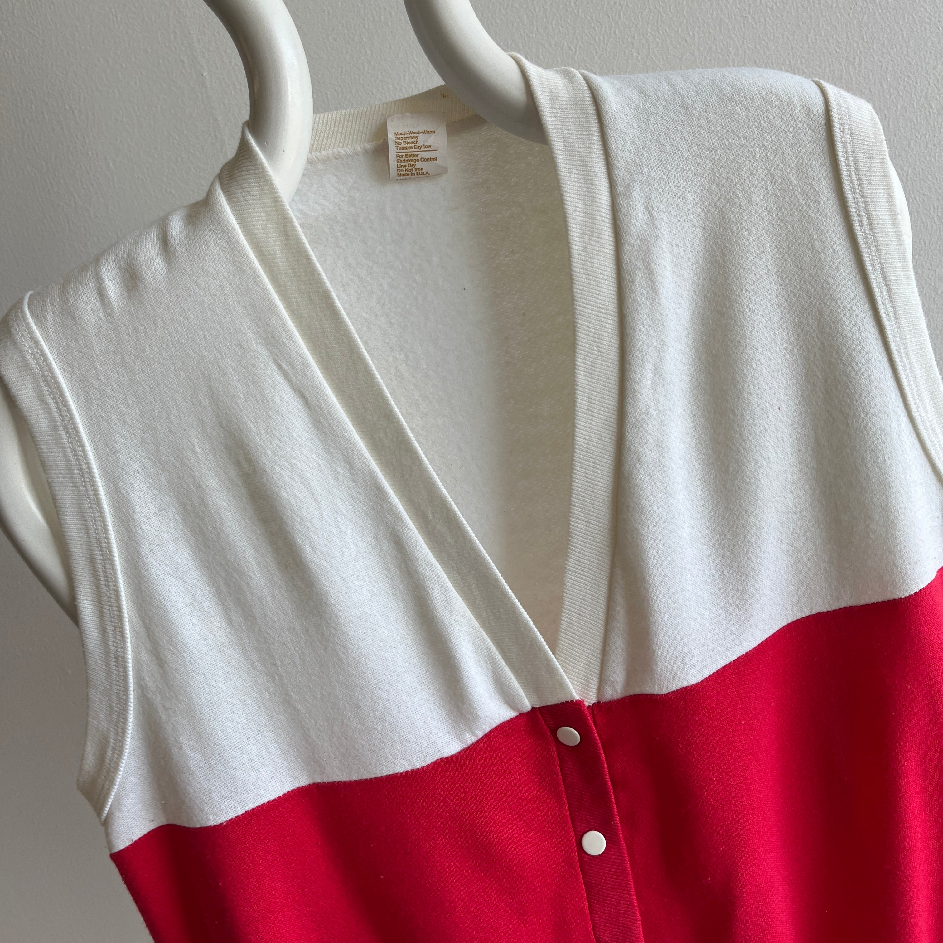 1980s Soft and Slouchy Two Tone/Color Block Sweatshirt Vest