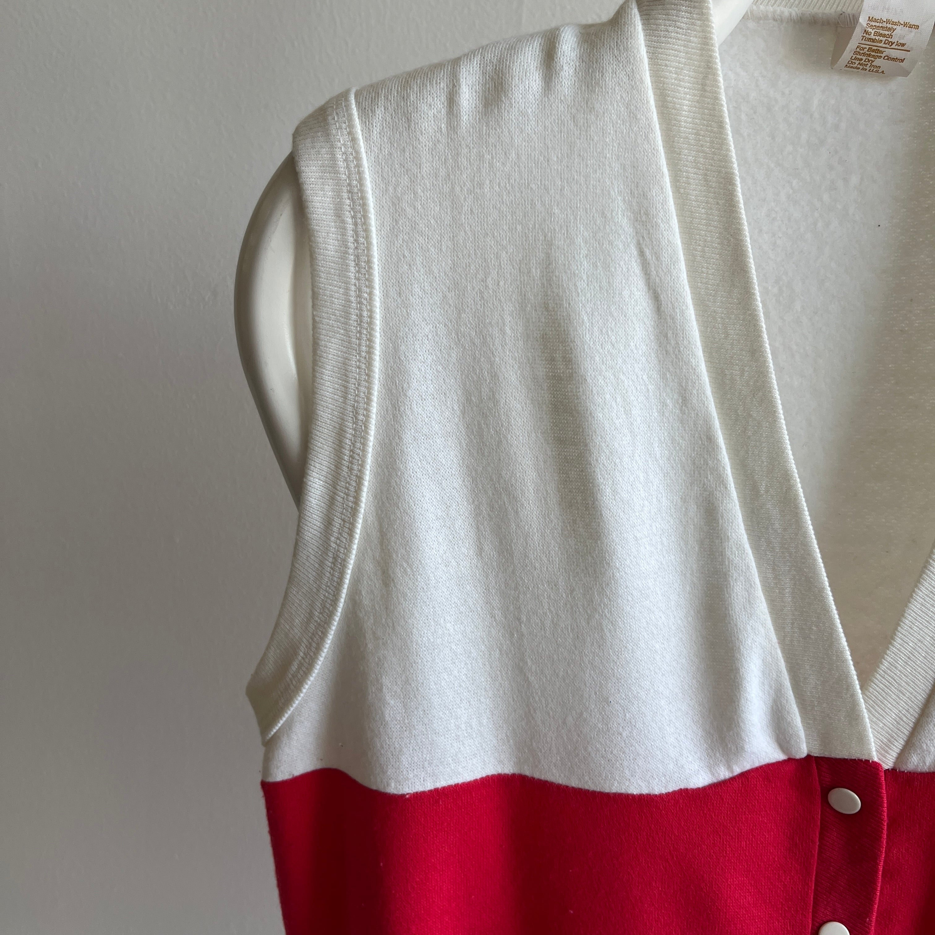 1980s Soft and Slouchy Two Tone/Color Block Sweatshirt Vest