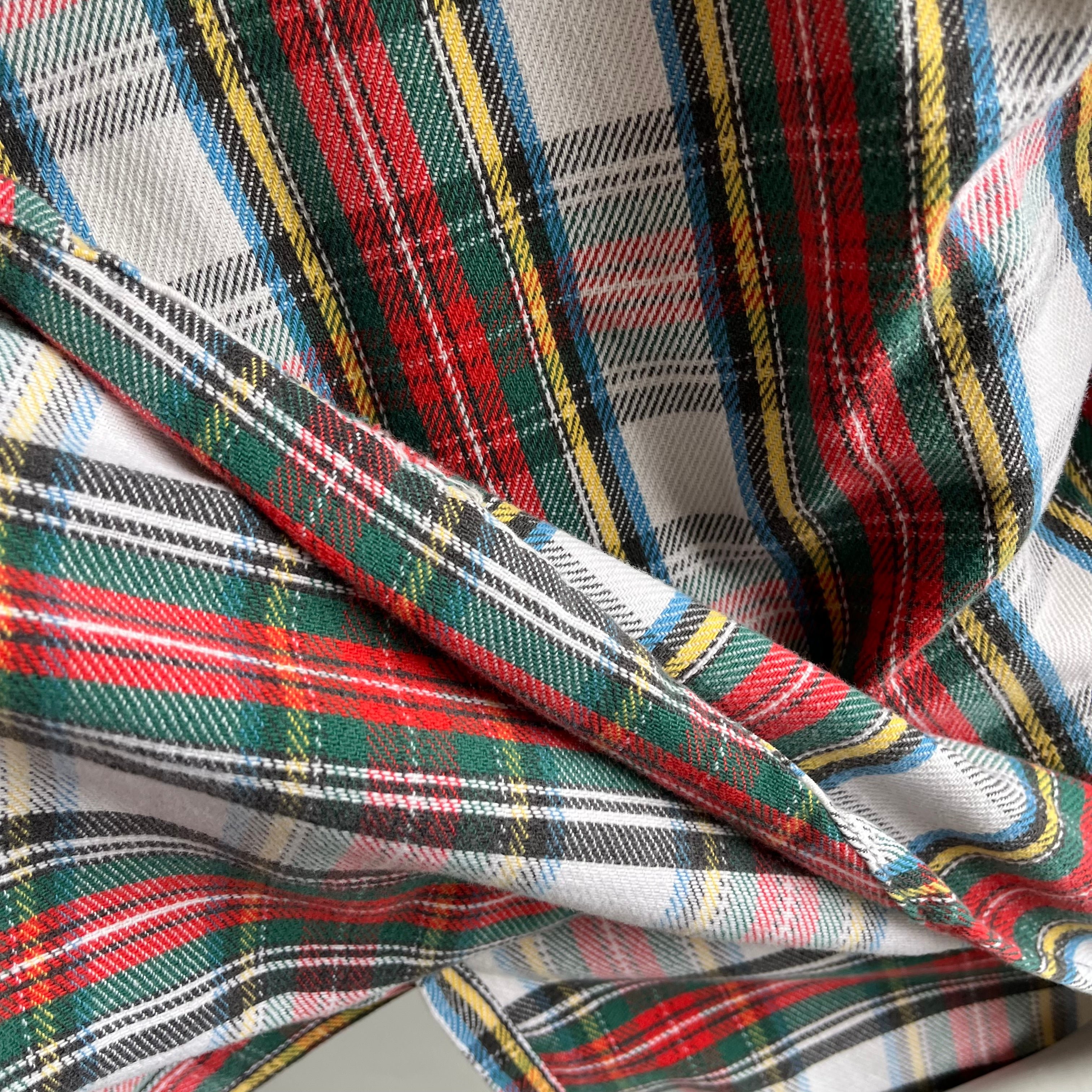 1980s Classic Five Brothers Red, Yellow and Blue Cotton Flannel