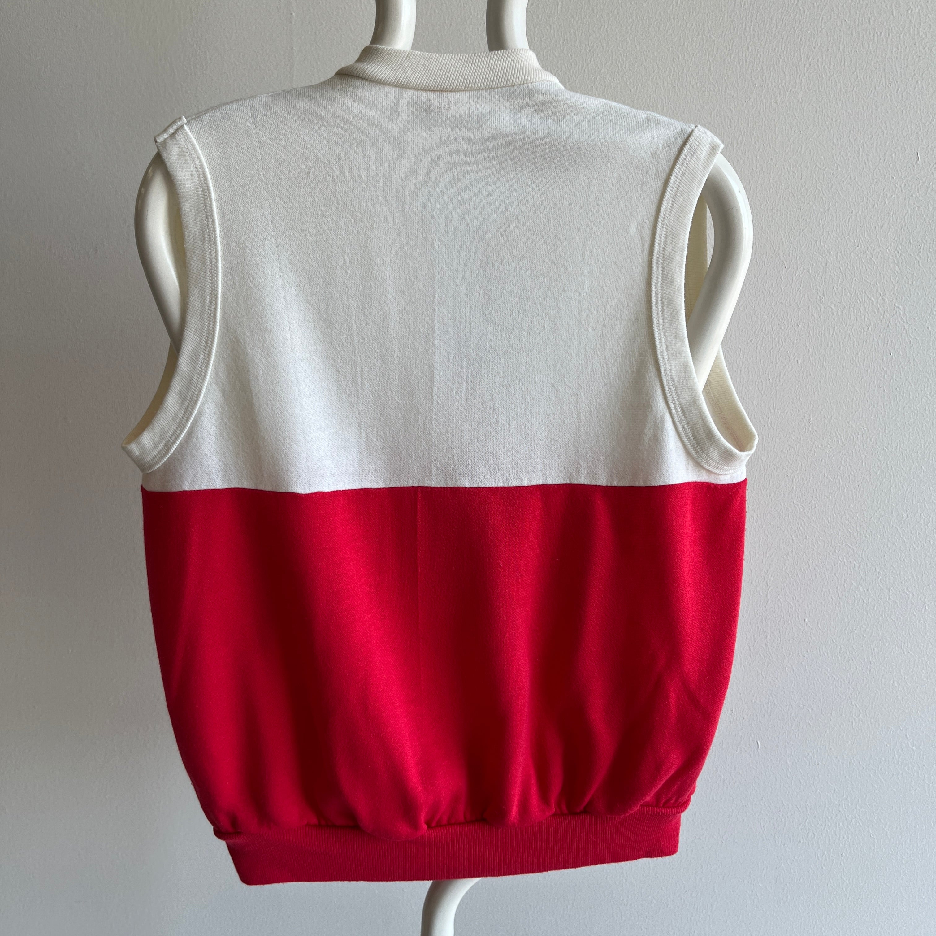 1980s Soft and Slouchy Two Tone/Color Block Sweatshirt Vest