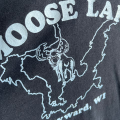 1970s Moose Lake V-Neck Triple Stripe Ring T-Shirt