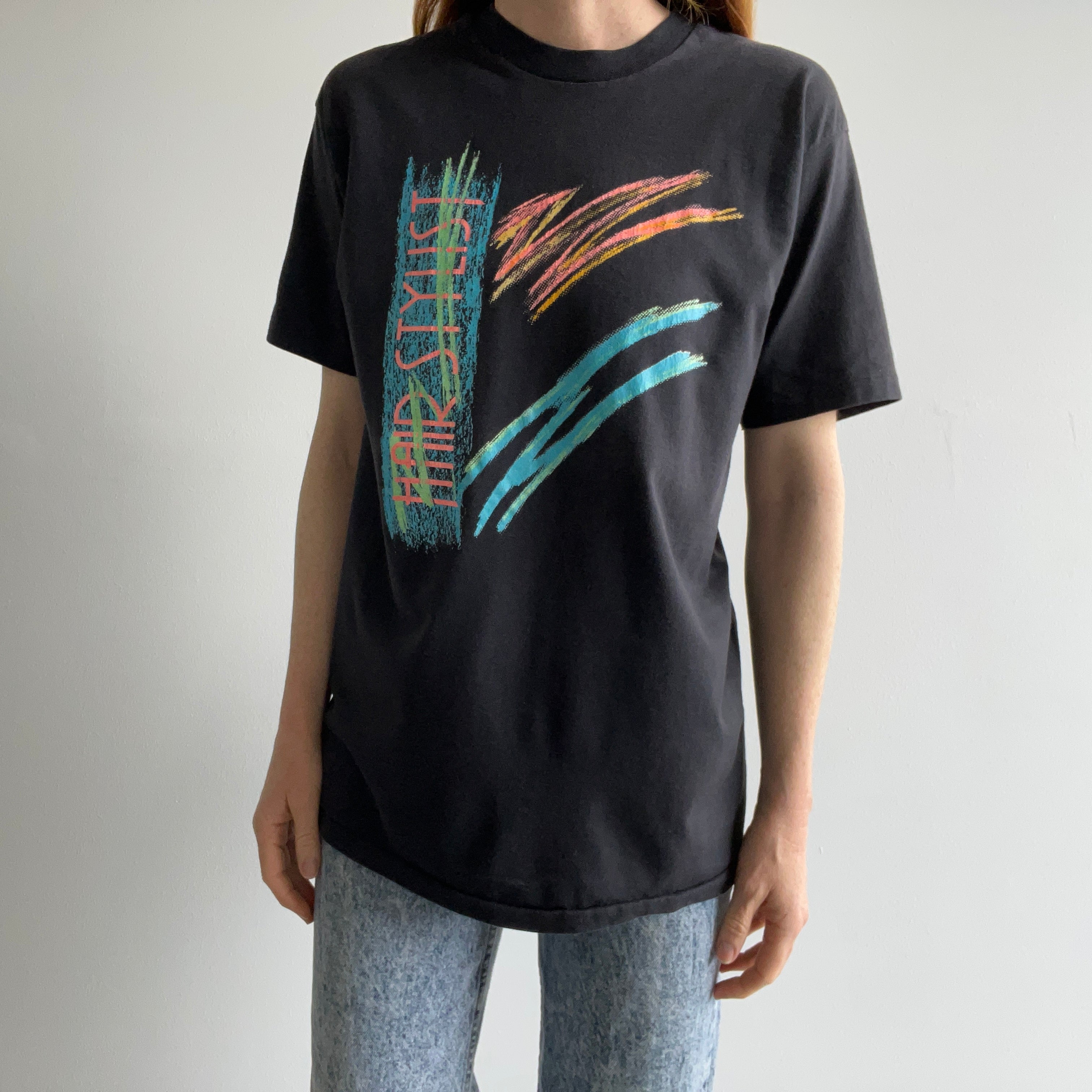 1980s Hair Stylist T-Shirt with Sun Fading