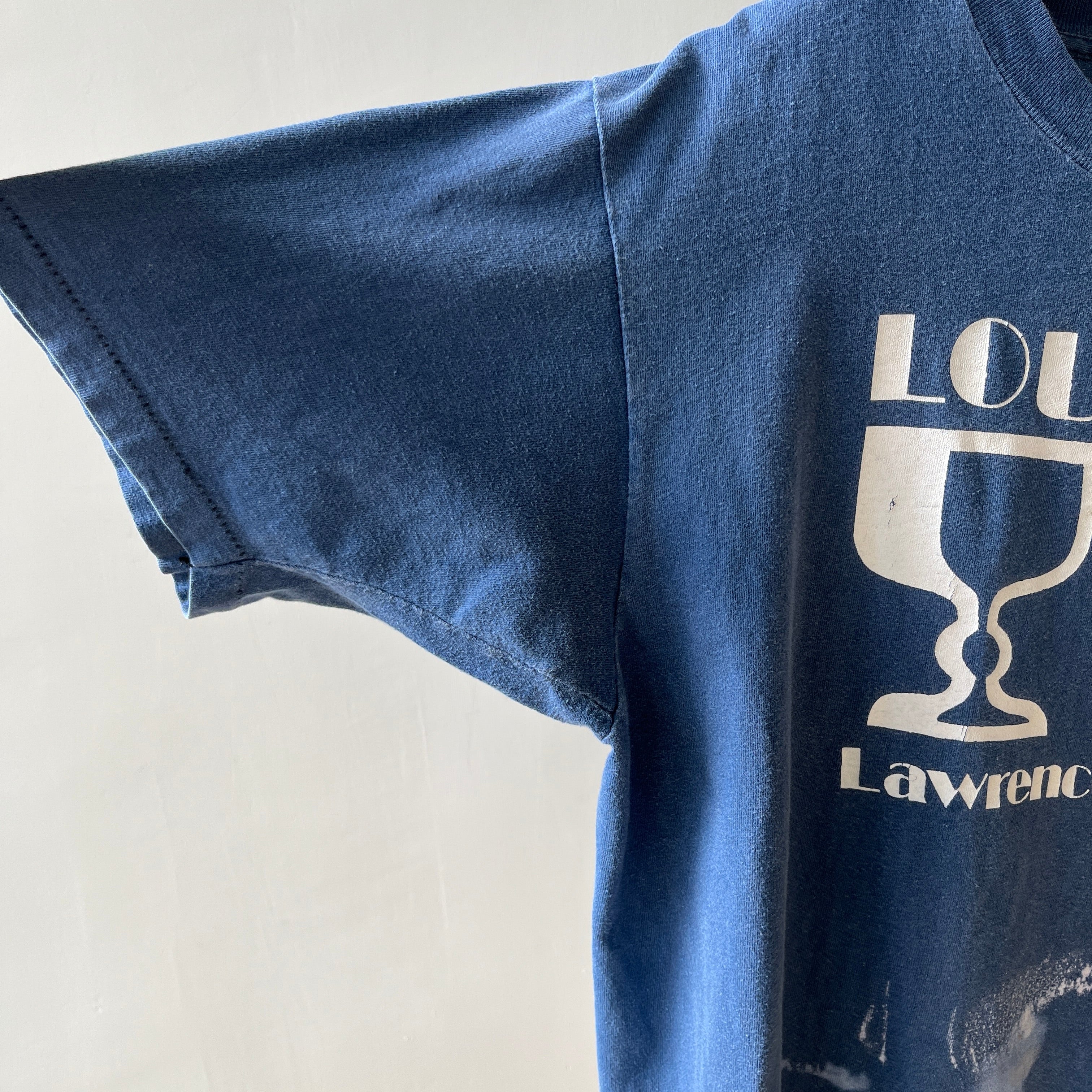 1980s Navy Blue Louises's West Lawrence, Kansas T Shirt - !!!