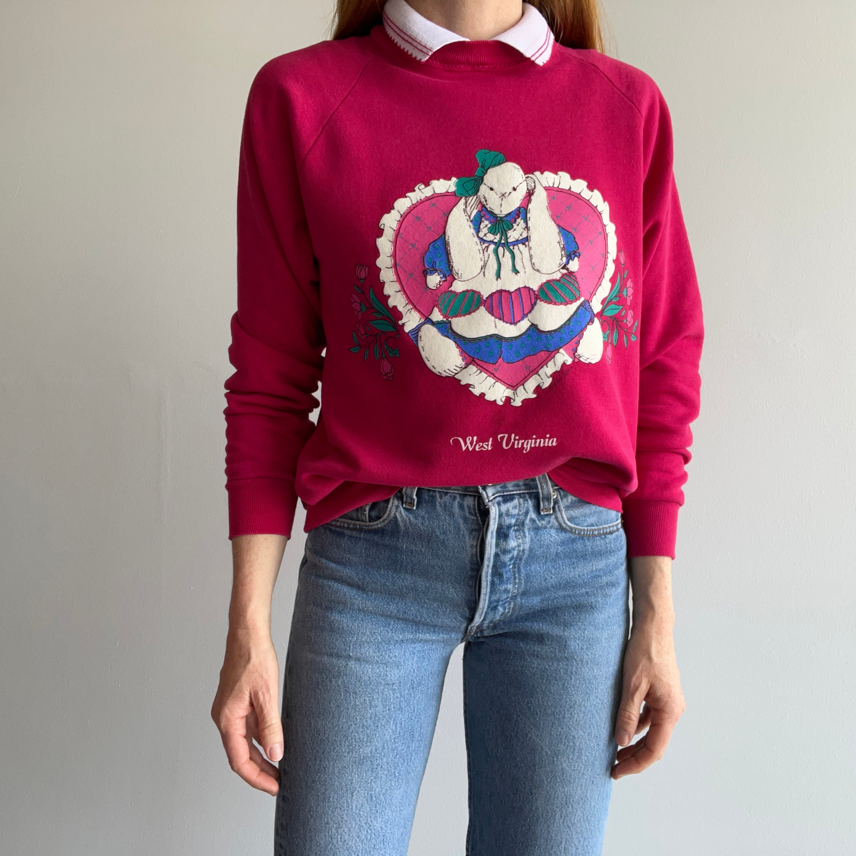 1980s West Virginia Bunny Sweatshirt of Someone's Dreams