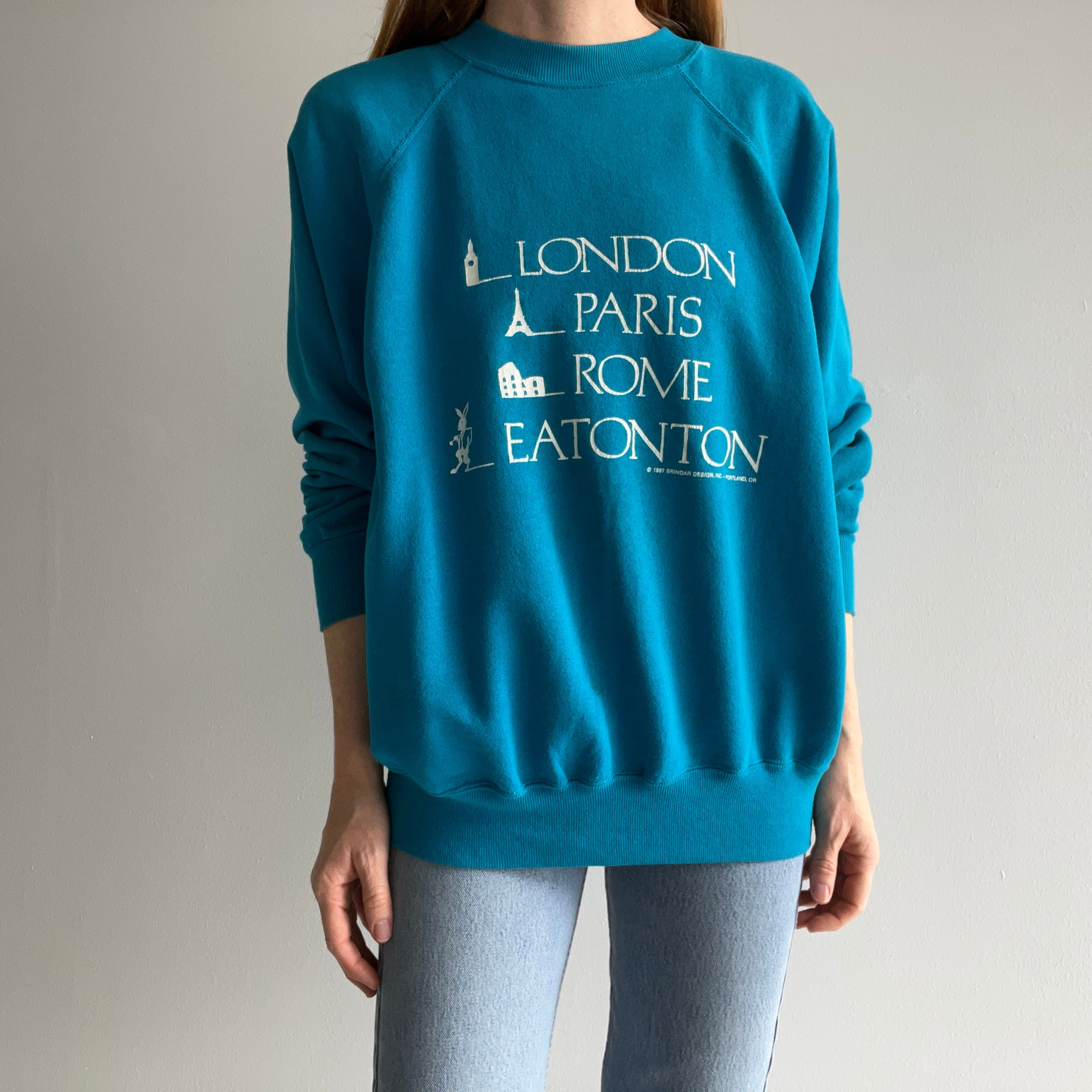 1987 London, Paris, Rome, Eatonton (Georgia) Tourist Sweatshirt