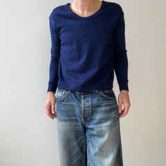 1980s Navy Blue Long Sleeve T Shirt