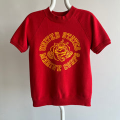 1980s United States Marine Corps Front and Back (!!!) Short Sleeve Warm Up Sweatshirt