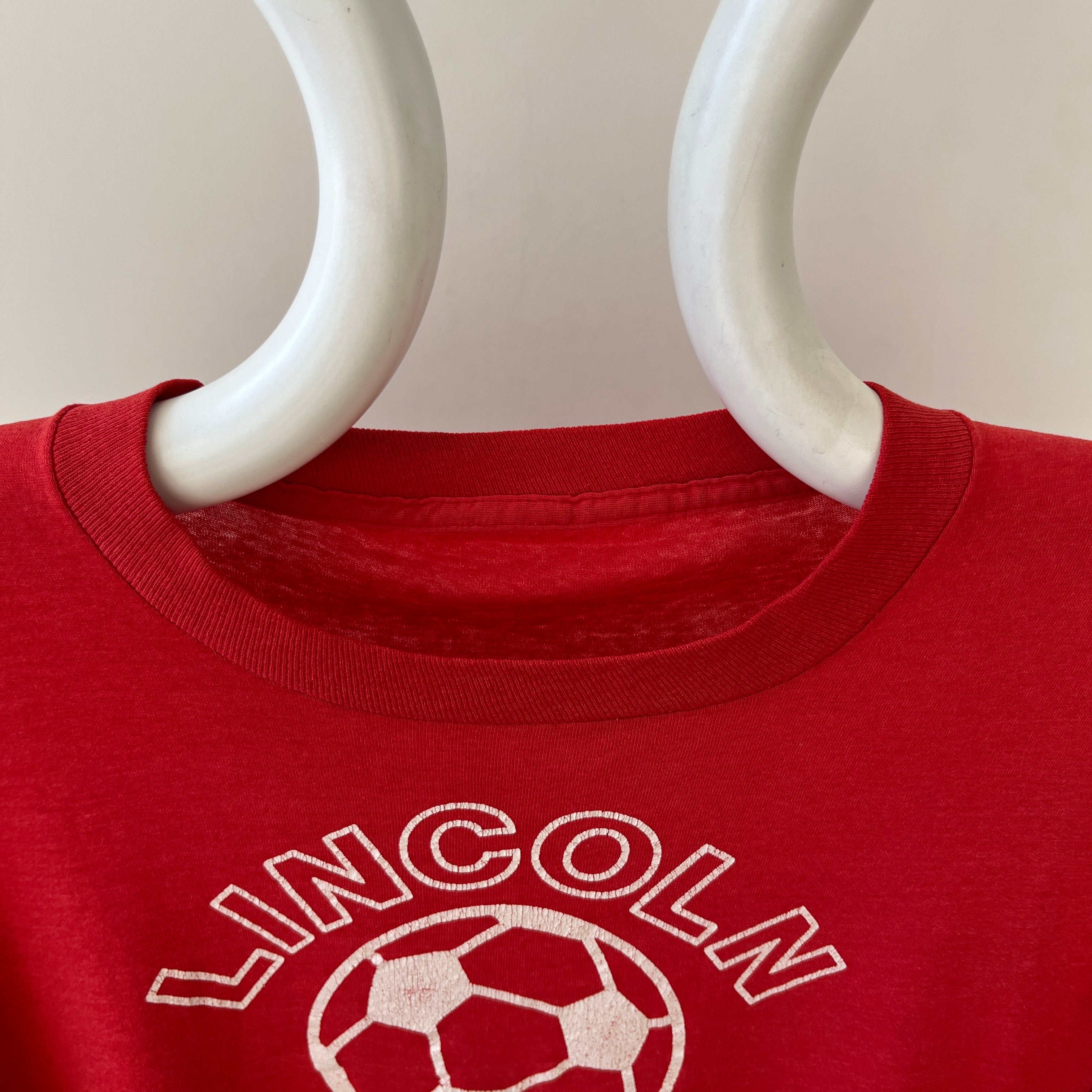 1980s Red Lincoln Soccer T Shirt