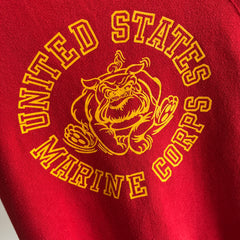 1980s United States Marine Corps Front and Back (!!!) Short Sleeve Warm Up Sweatshirt