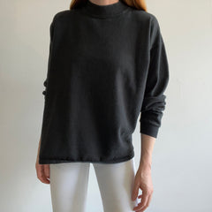 1980/90s 100% Cotton/USA Made Blank Black Mock Neck Shirt/Sweatshirt