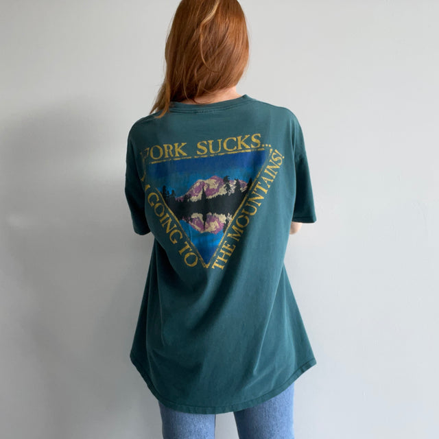 1990s "Work Sucks I'm Going to the Mountains!" Colorado T-Shirt - Larger