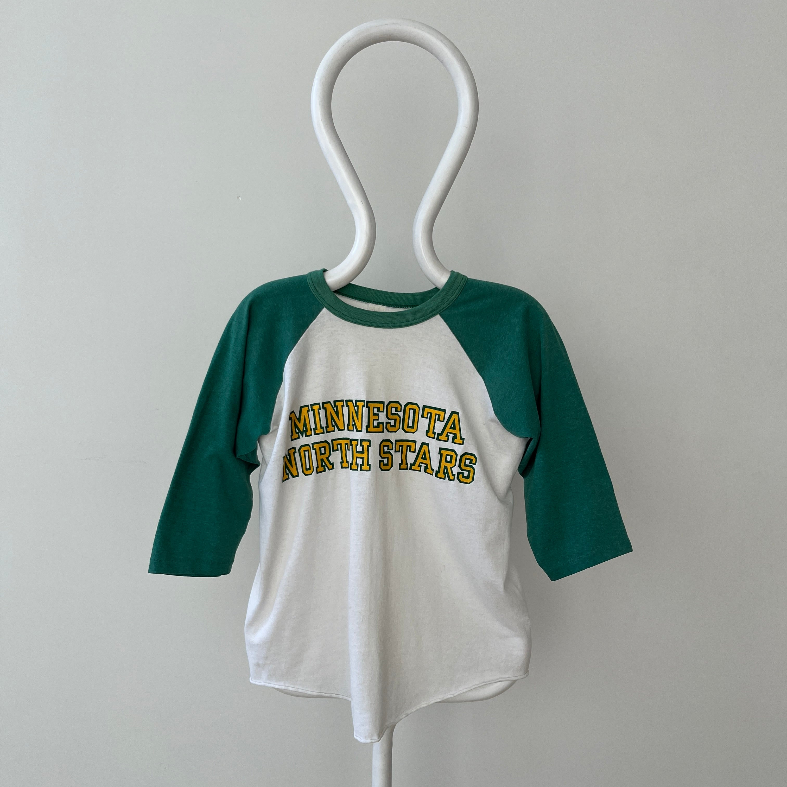 1970s Green and White Minnesota North Stars Baseball T Shirt