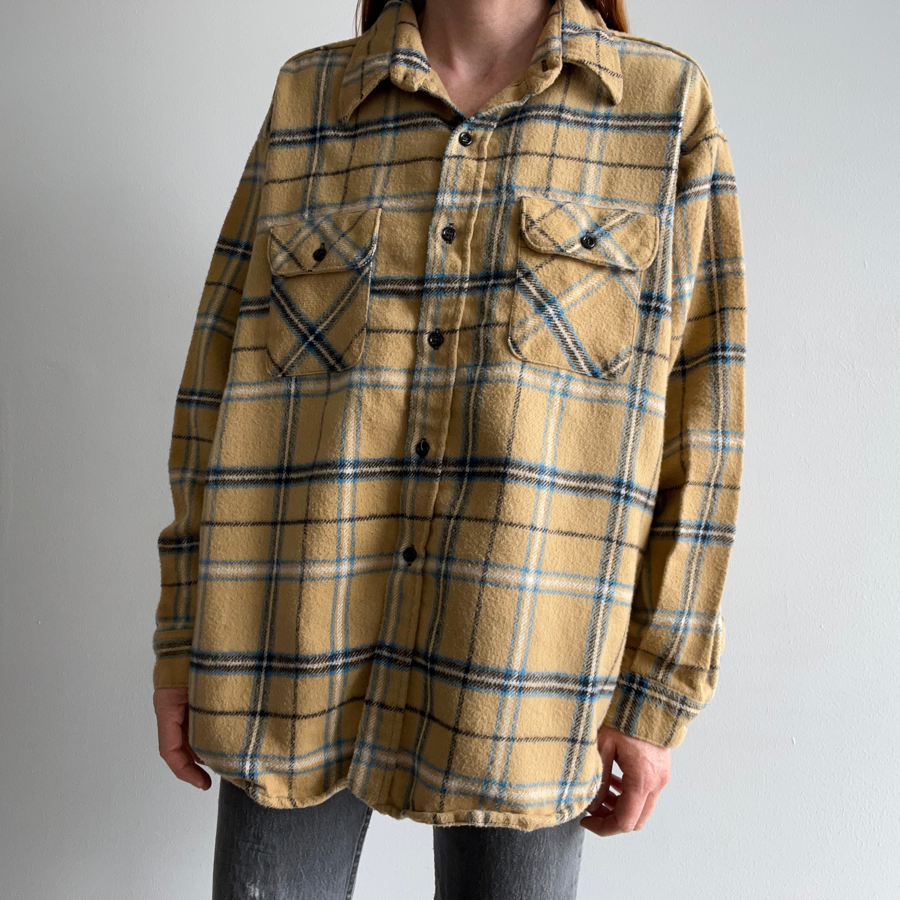 1970s Union Made Structured Cotton Flannel