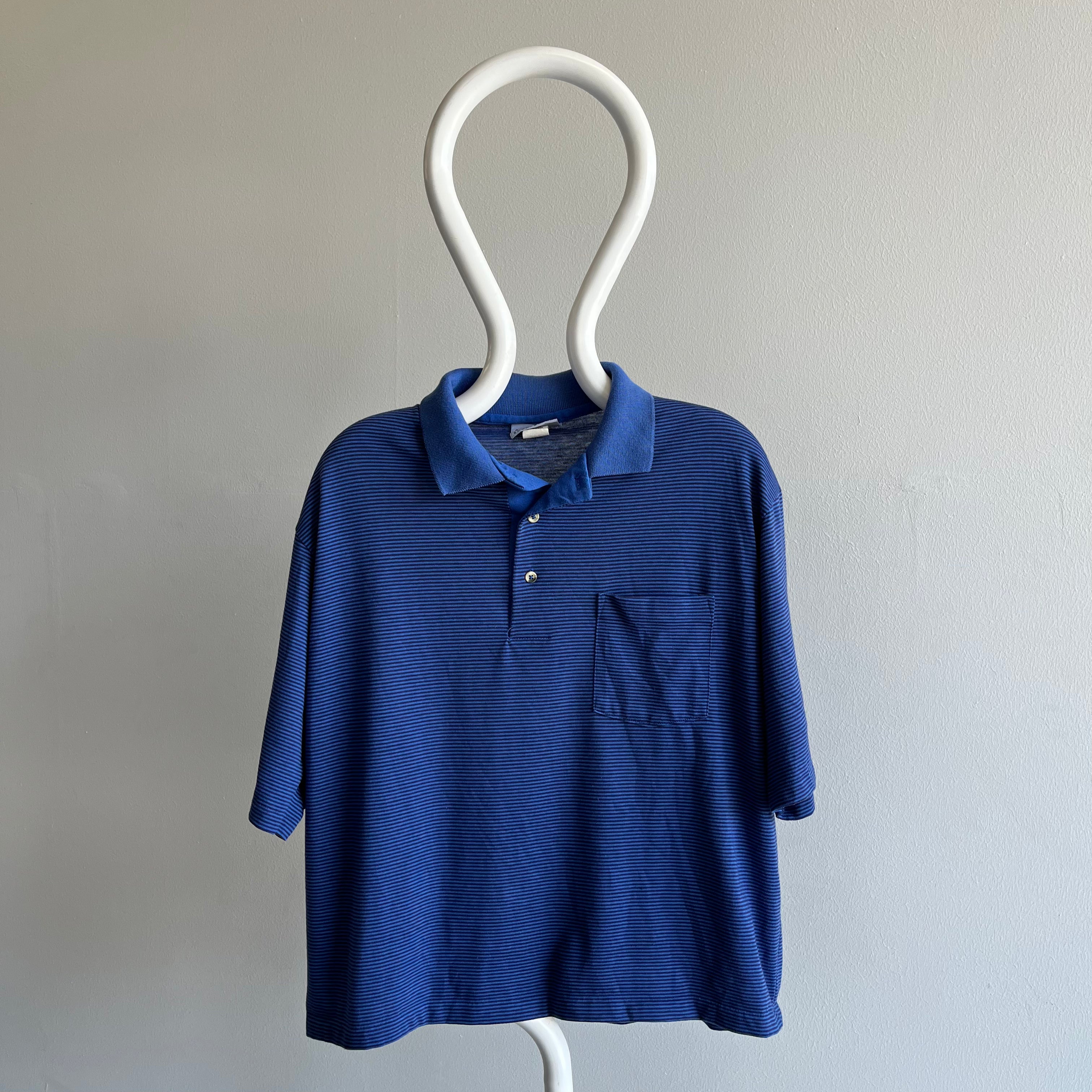 1990s Pin Striped Slouchy Polo Shirt