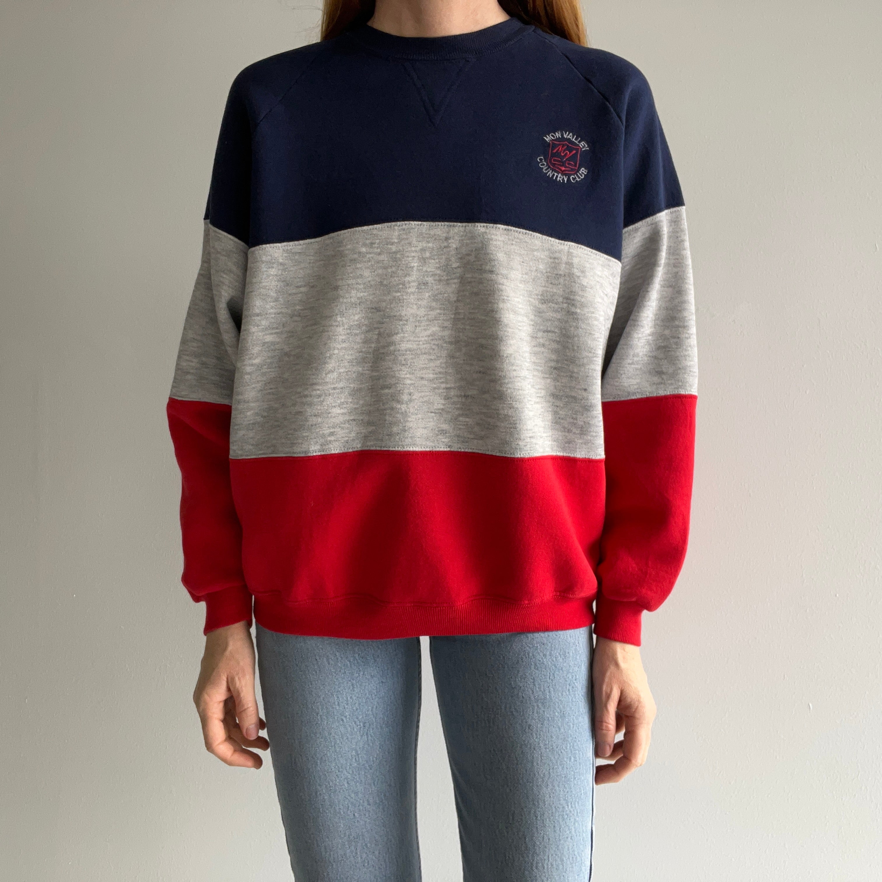 1980s Mon Valley Country Club Color Block Sweatshirt