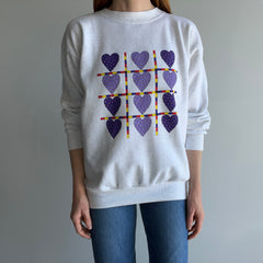 19980s Tic-Tac-Toe Style Heart Sweatshirt by Tultex