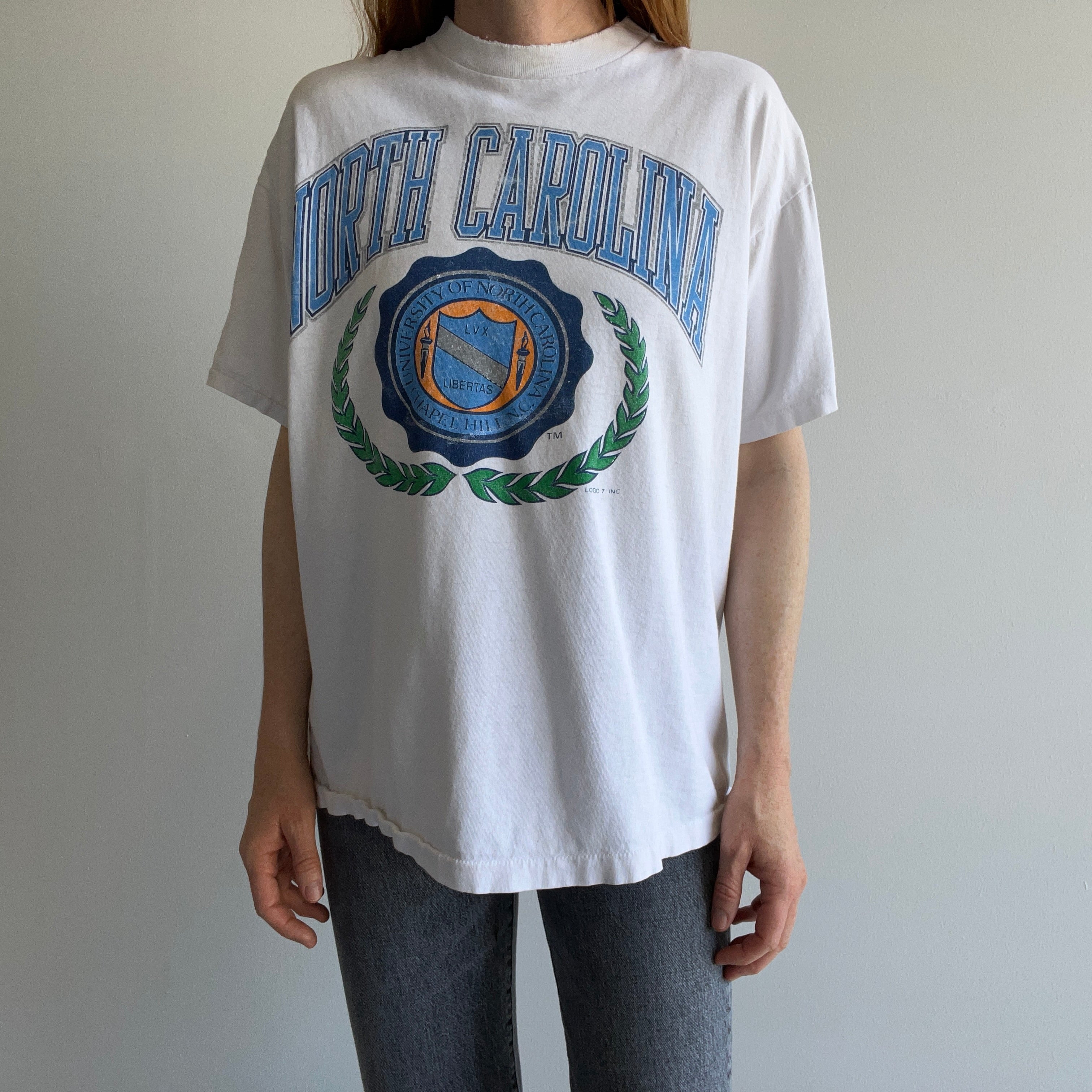 1980/90s Tattered, Torn, Worn, Washed with Dark Colors, North Carolina T-Shirt