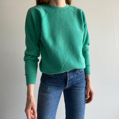 1980s Seafoam Blue Green Raglan - A Delight