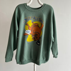 1996 Sleep All Day, Party All Night - Front and Back Bulldog Sweatshirt - OMFGoodness