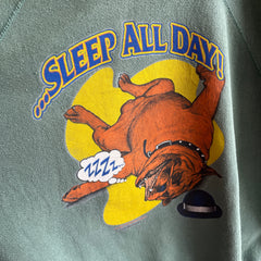 1996 Sleep All Day, Party All Night - Front and Back Bulldog Sweatshirt - OMFGoodness