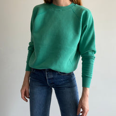 1980s Seafoam Blue Green Raglan - A Delight