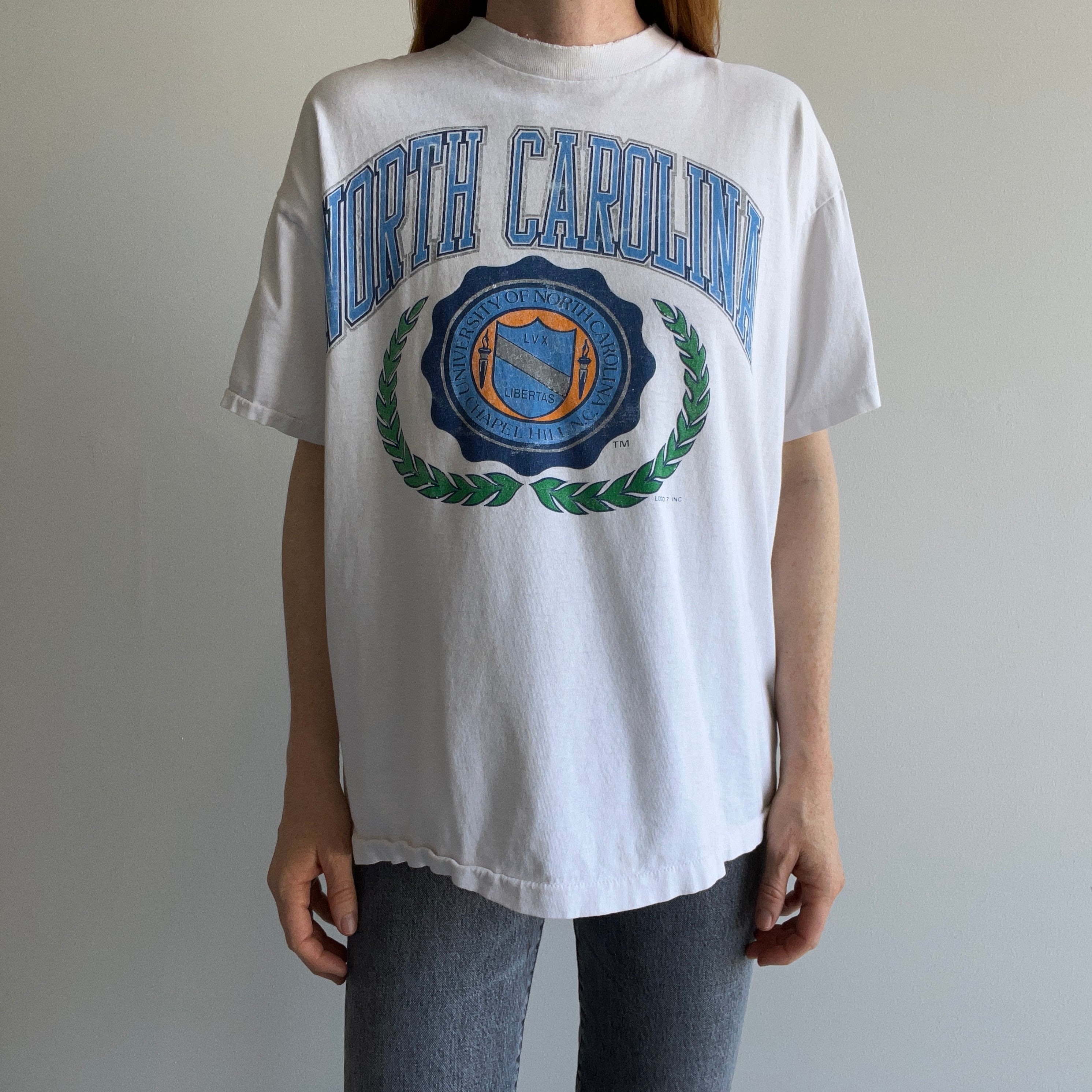 1980/90s Tattered, Torn, Worn, Washed with Dark Colors, North Carolina T-Shirt
