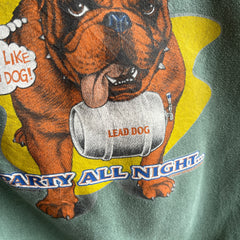 1996 Sleep All Day, Party All Night - Front and Back Bulldog Sweatshirt - OMFGoodness